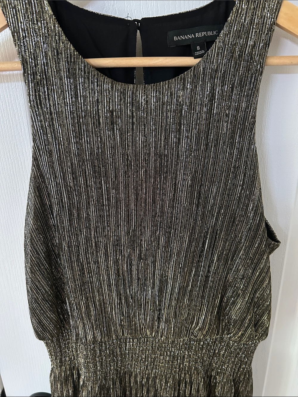 Banana Republic Metallic Goldish Pleated Maxi Dress - Picture 2 of 3